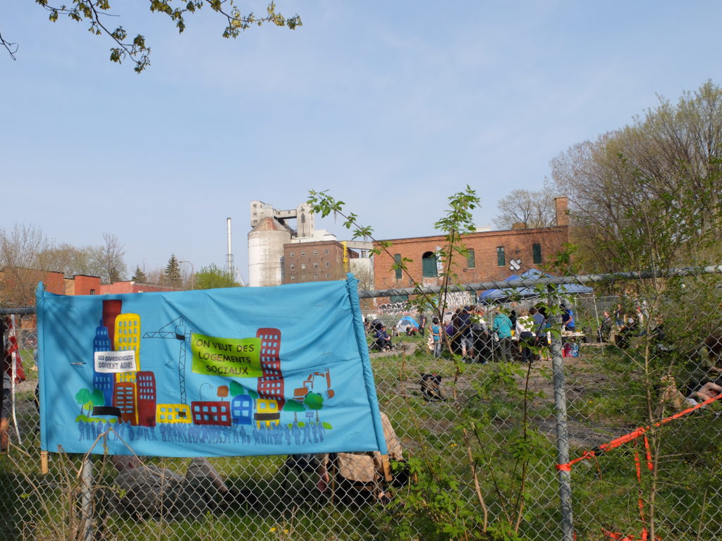 Occupation du terrain vacant Lantic, à Hochelaga-Maisonneuve, à Montréal (photo : Céline Magontier).